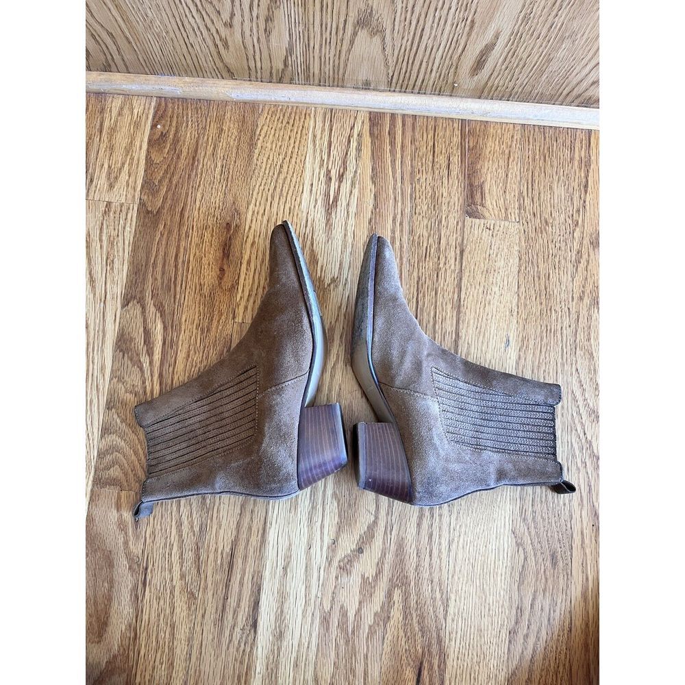 Sandro Leather Suede ankle boots Brown with elastic Size 36 Round Toe Block Heel - Picture 6 of 11